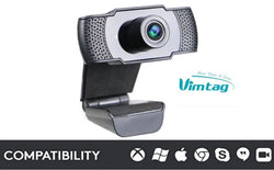 Vimtag HD Webcam 1080P 2MP with built-in microphone, USB Plug and Play, No installation needed, Support Windows & Mac