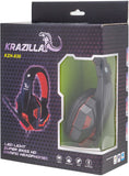 Krazilla Gaming Headset - Super Bass HD Gaming Headphone Red LED Light (KZH-830), 2x 3.5mm plug with 2-to-1 3.5mm jack converter - for PC, Mac, Laptop, Smart Phone, and Game Console.
